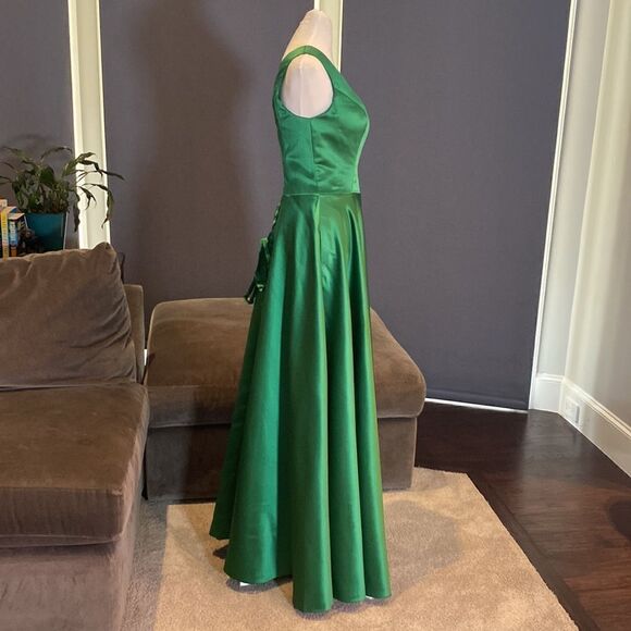 Women’s Green One Shoulder FullLength Prom Party Formal Dress CorsetBack Size S - Picture 4 of 13